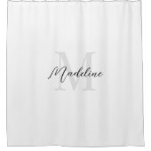 Minimale Script Calligraphy Black White Monogram Douchegordijn (Voorkant)