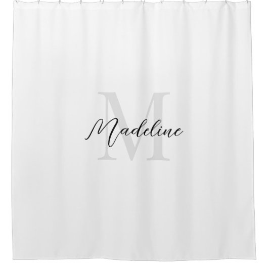 Minimale Script Calligraphy Black White Monogram Douchegordijn (Voorkant)