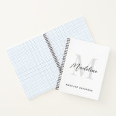 Minimale Script Calligraphy Black White Monogram Notitieboek (Binnen)