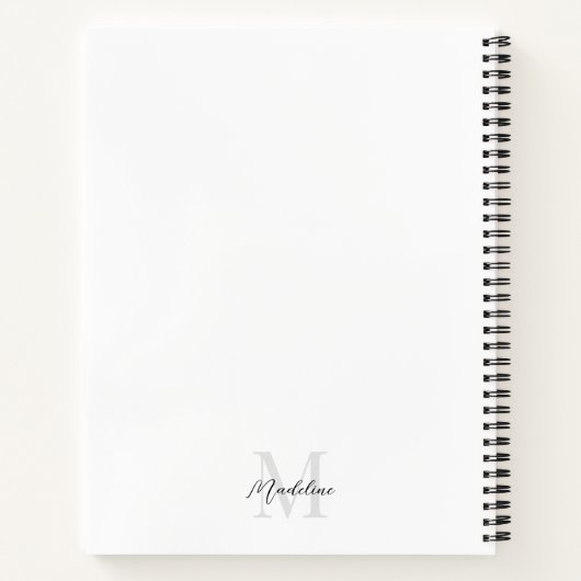 Minimale Script Calligraphy Black White Monogram Notitieboek (Achterkant)