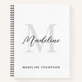 Minimale Script Calligraphy Black White Monogram Notitieboek (Voorkant)