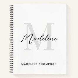 Minimale Script Calligraphy Black White Monogram Notitieboek