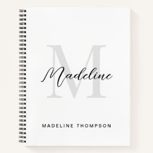 Minimale Script Calligraphy Black White Monogram Notitieboek