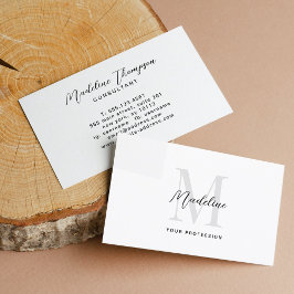 Minimale Script Calligraphy Black White Monogram Visitekaartje