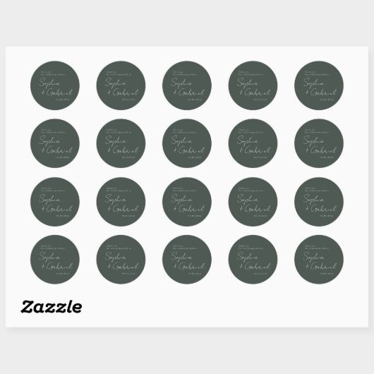 Minimale Script Classic Round Sticker (Vel)