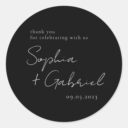 Minimale Script Classic Round Sticker (Voorkant)