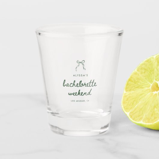 Minimale Script Coquette Strikers Bruidsmeisjes Fa Shot Glas (Voorkant)