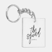 Minimale script De Squad Bruidsmeisje aangepaste f Sleutelhanger (Voorkant Links)