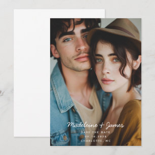 Minimale Script Eenvoudige Moderne Volledige Foto  Save The Date