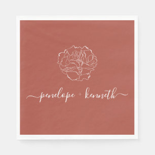 Minimale Script Flower Boho Terracotta Wedding Servet