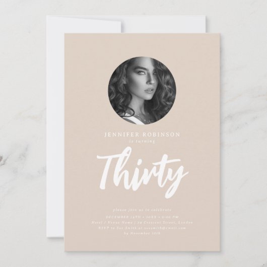 Minimale Script Foto 30e verjaardag Champagne Kaart (Voorkant)