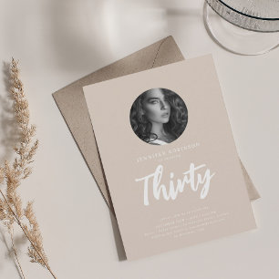 Minimale Script Foto 30e verjaardag Champagne Kaart