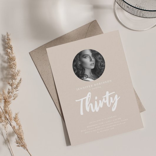 Minimale Script Foto 30e verjaardag Champagne Kaart