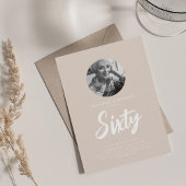 Minimale Script Foto 60e verjaardag Champagne Kaart