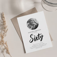 Minimale Script Foto 60e verjaardag Zwart Wit