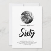 Minimale Script Foto 60e verjaardag Zwart Wit Kaart (Voorkant)