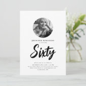 Minimale Script Foto 60e verjaardag Zwart Wit Kaart (Staand voorkant)