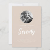 Minimale Script Foto 70e verjaardag Champagne Kaart (Voorkant)