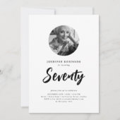 Minimale Script Foto 70e verjaardag Zwart Wit Kaart (Voorkant)