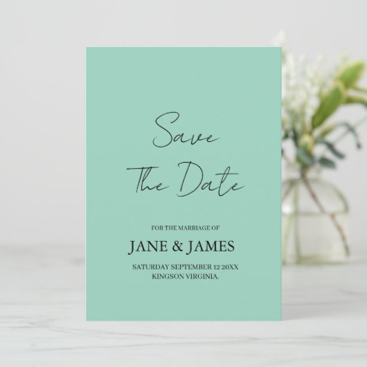 Minimale Script Foto Bewaar de Datum Save The Date (Staand voorkant)