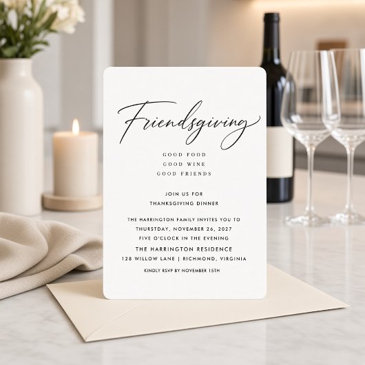 Minimale Script Friendsgiving-diner Kaart