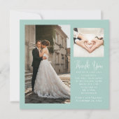 Minimale Script Groene Foto Bruiloft Dank u Kaart (Voorkant)