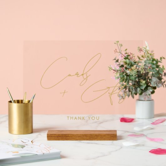 Minimale Script Kaarten + Gifts Bruiloftsgoud Acryl Bord (Huwelijk)
