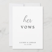 Minimale script kalligrafie haar bruiloft geloften kaart (Voorkant)