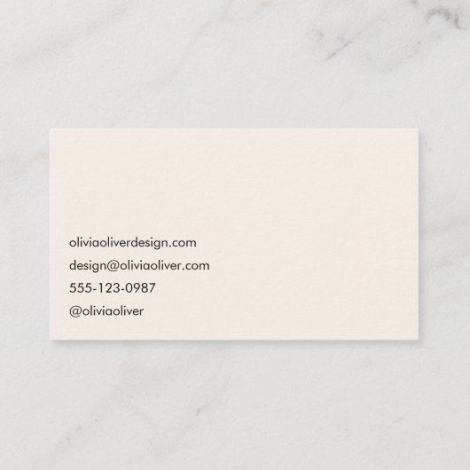Minimale Script kalligrafie Ivoor Cream Chic Moder Visitekaartje (Achterkant)