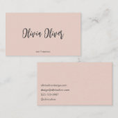Minimale script kalligrafie roze chic modern visitekaartje (Voorkant / Achterkant)