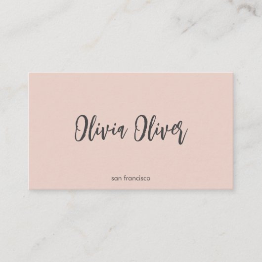 Minimale script kalligrafie roze chic modern visitekaartje (Voorkant)