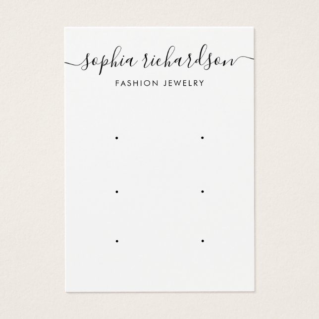 Minimale Script modern 3 Oorbel Display kaart (Voorkant)