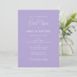 Minimale Script Modern Bat Mitzvah Lavender Cute Kaart<br><div class="desc">Aangepaste minimalistische scriptlavendel - Modern Bat Mitzvah-uitnodiging</div>