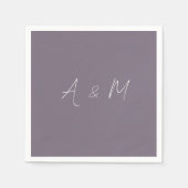 Minimale Script Monogram Boho Dusty Paars Wedding Servet (Voorkant)