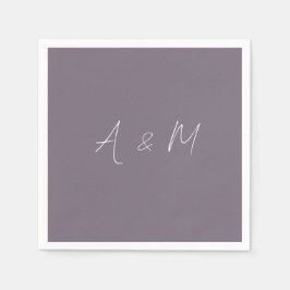 Minimale Script Monogram Boho Dusty Paars Wedding Servet