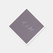 Minimale Script Monogram Boho Dusty Paars Wedding Servet (Hoek)