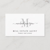 Minimale script monogram luxueuze makelaar visitekaartje (Voorkant)