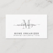 Minimale Script Monogram Thuis Organisator Visitekaartje (Voorkant)