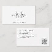Minimale script monogram wimpertechnicus visitekaartje (Voorkant / Achterkant)
