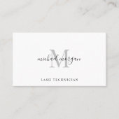 Minimale script monogram wimpertechnicus visitekaartje (Voorkant)
