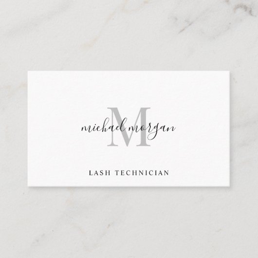 Minimale script monogram wimpertechnicus visitekaartje (Voorkant)