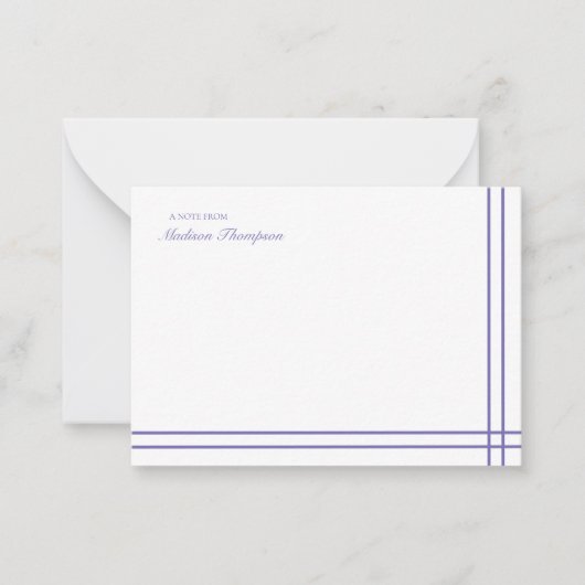 Minimale Script Periwinkle Double Border Notitiekaartje (Voorkant)