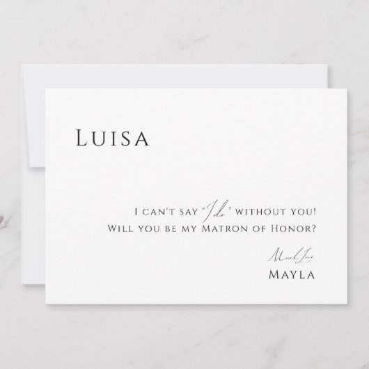 Minimale Script Photo Matron of Honor proposal Kaa Kaart (Achterkant)