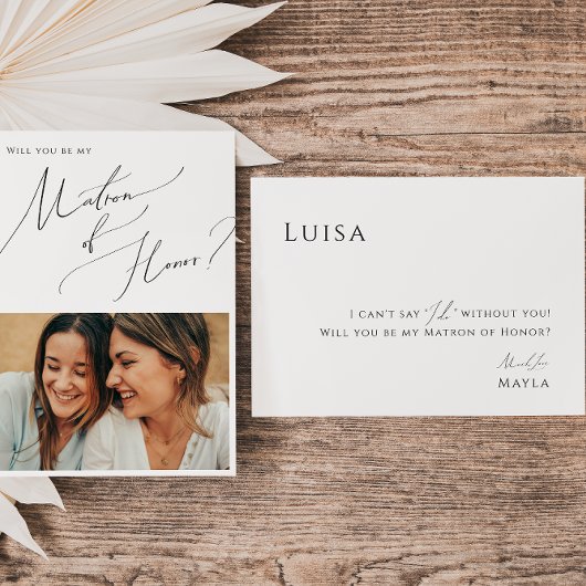 Minimale Script Photo Matron of Honor proposal Kaa Kaart