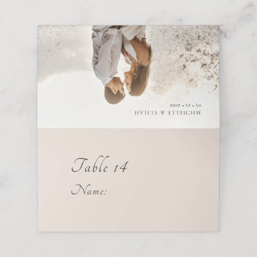 Minimale Script Photo Wedding Place kaarten Plaatskaartje (Buitenkant ongevouwen)