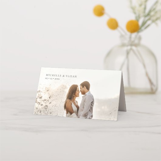 Minimale Script Photo Wedding Place kaarten Plaatskaartje (Achterkant)