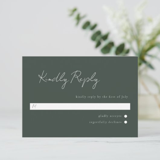 Minimale Script Rsvp Kaartje (Staand voorkant)