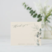 Minimale Script Rustic Gold Greenery Flat Wedding Bedankkaart (Staand voorkant)