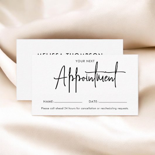Minimale Script Signature Appointment Card Afsprakenkaartje