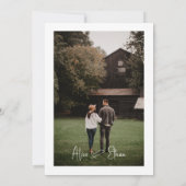 Minimale Script Signature Heart Photo White Kaart (Achterkant)